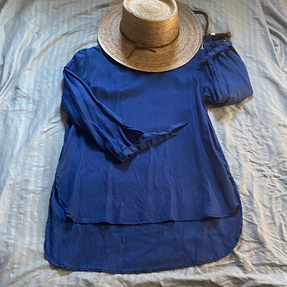 Elegant 100% Linen High/Low Tunic Top Sz M